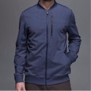 Lululemon Athletica Heathered Blue Zip-Up Jacket‎ Sz XXL